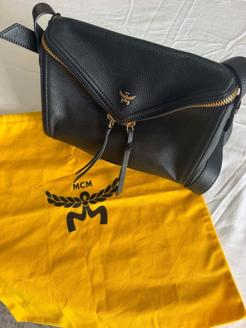 MCM Diamant 3D Small Goatskin Leather Shoulder Bag Black – MSRP $1,480